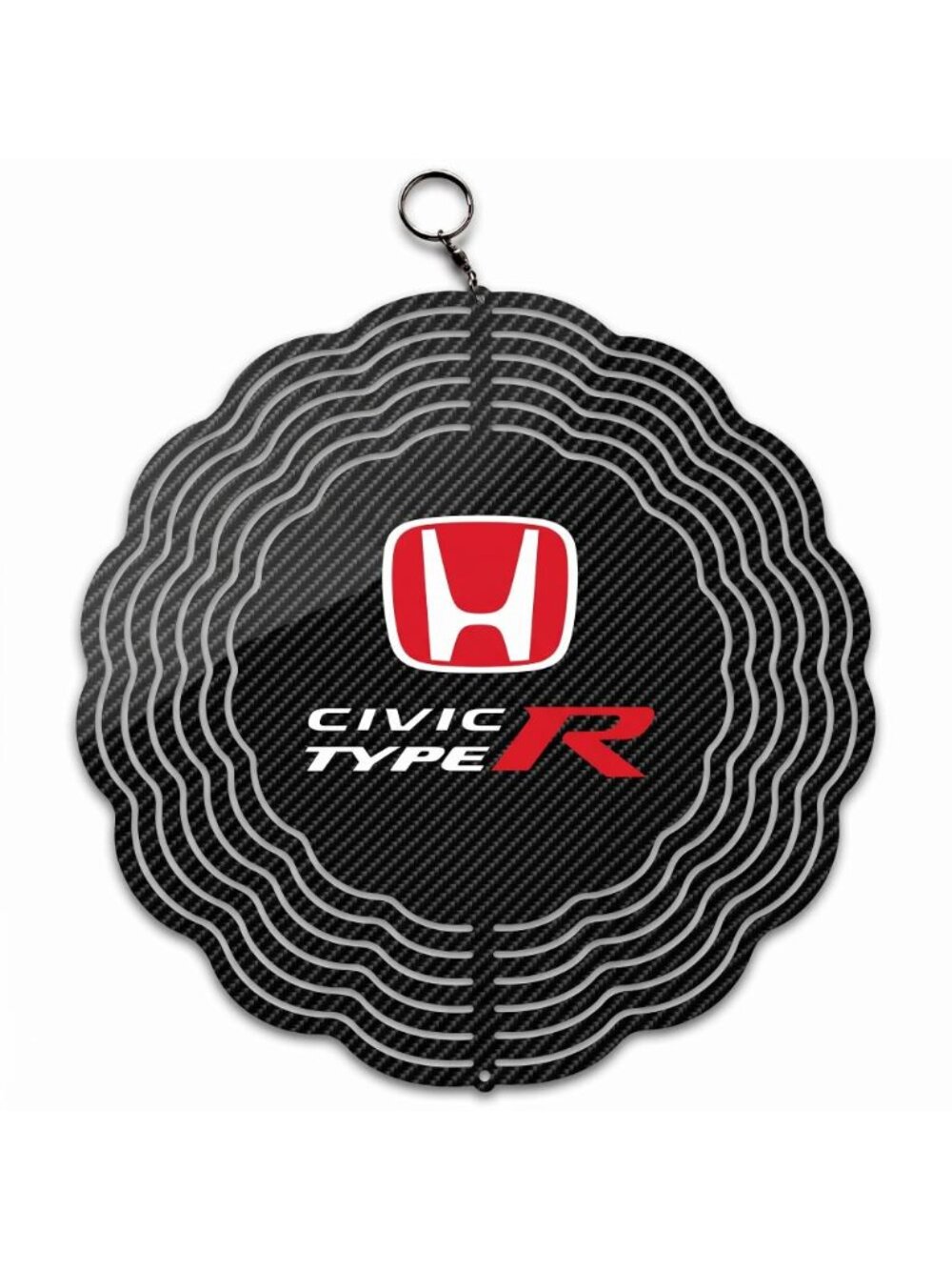 10" Honda Civic Type R Kinetic Wind Spinner - Carbon Fiber Metal Yard Decor